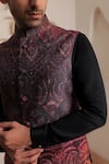 Kustomeyes_Black Silk Paisley Noir Kurta Bundi Set _at_Aza_Fashions