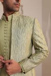 Shop_Kustomeyes_Mint Silk Embroidery Seaglass Royale Green Jacket Kurta Set _Online_at_Aza_Fashions