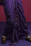 Pink City By Sarika_Purple Silk Embroidery Round Neck Peacock Paisley Kaftan Skirt Set _Online_at_Aza_Fashions