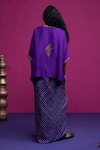 Shop_Pink City By Sarika_Purple Silk Embroidery Round Neck Peacock Paisley Kaftan Skirt Set _at_Aza_Fashions
