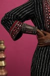 Pink City By Sarika_Black Silk Mirrors Round Neck Bandhani Magic Kaftan _Online_at_Aza_Fashions