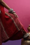 Pink City By Sarika_Red Silk Mirrors, Embroidery Round Neck Mangalya Bandhani Cape Set _Online_at_Aza_Fashions