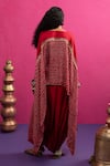 Shop_Pink City By Sarika_Red Silk Mirrors, Embroidery Round Neck Mangalya Bandhani Cape Set _at_Aza_Fashions
