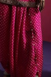 Pink City By Sarika_Pink Silk Gota Patti, Embroidery Round Neck Rani Bandhani Matka Kurta Pant Set _Online_at_Aza_Fashions