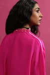 Pink City By Sarika_Fuchsia Silk Embroidery, Sequins Round Neck Love Rani Skirt Set _Online_at_Aza_Fashions