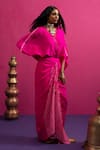 Shop_Pink City By Sarika_Fuchsia Silk Embroidery, Sequins Round Neck Love Rani Skirt Set _Online_at_Aza_Fashions