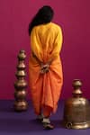 Shop_Pink City By Sarika_Yellow Silk Round Neck Mangalya Ombre Kaftan Pant Set _at_Aza_Fashions