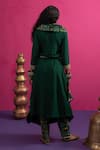 Shop_Pink City By Sarika_Green Cotton, Mohair Embroidery Round Neck Peacock Draped Kurta Set _at_Aza_Fashions