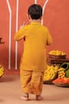 Shop_Cute Couture_Yellow Cotton Embroidery Vrindavan Kurta And Dhoti Pant Set _at_Aza_Fashions