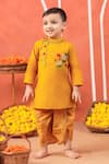 Buy_Cute Couture_Yellow Cotton Embroidery Vrindavan Kurta And Dhoti Pant Set _Online_at_Aza_Fashions
