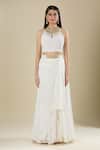 Samyukta Singhania White Chinon Sequins Keyhole Neck Lehenga Set at Aza Fashions Samyukta Singhania_White Chinon Sequins Keyhole Neck Lehenga Set _at_Aza_Fashions