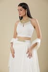 Buy Samyukta Singhania White Chinon Sequins Keyhole Neck Lehenga Set Buy_Samyukta Singhania_White Chinon Sequins Keyhole Neck Lehenga Set