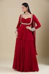 Buy_Samyukta Singhania_Red Chinon Embroidery Sweetheart Neck Moti Kurta Set _at_Aza_Fashions
