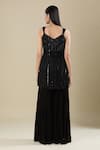 Shop_Samyukta Singhania_Black Chinon Sequins Sweetheart Neck Heavy Embroidered Kurta Sharara Set _at_Aza_Fashions