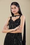 Samyukta Singhania_Black Chinon Sequins Sweetheart Neck Heavy Embroidered Kurta Sharara Set _at_Aza_Fashions