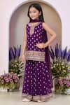 Shop_Petite Pomme_Purple Georgette Sequins, Embroidery Kurta Set _Online_at_Aza_Fashions