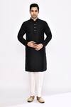Buy_Arihant Rai Sinha_Black Silk Blend Long Kurta _at_Aza_Fashions