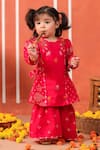 Buy_Cute Couture_Pink Cotton Embroidery Radha Rani Sharara Set _at_Aza_Fashions