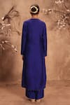 Shop_Label Niti Bothra_Blue Silk Embroidery Mandarin Collar Kurta With Pant _at_Aza_Fashions