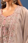 Buy_Samyukta Singhania_Gray Embroidery V-neck Grey Kurta Palazzo Set 