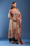 Shop_Samyukta Singhania_Peach Sequins, Embroidery V-neck Kurta Palazzo Set _Online_at_Aza_Fashions