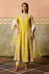 Shop_Chandrima_Ivory Silk Organza Yellow And Color Block Dupatta _at_Aza_Fashions