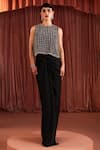 Buy_Akara_Black Satin Sequins, Beads Round Neck Draped Skirt And Blouse Set _at_Aza_Fashions