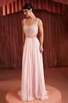 Buy_Akara_Pink Georgette Beads Square Neck Baby Designer Top And Skirt Set _Online_at_Aza_Fashions