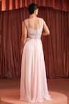 Akara_Pink Georgette Beads Square Neck Baby Designer Top And Skirt Set _Online_at_Aza_Fashions