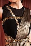 Buy_Akara_Black Crepe Beads Round Neck And Gold Saree Gown _Online_at_Aza_Fashions