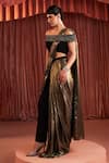 Buy_Akara_Black Crepe Beads Off-shoulder And Gold Pre-draped Pant Saree Set _Online_at_Aza_Fashions