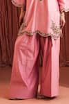 Buy_Akara_Blush Chanderi Silk Embroidery V-neck Pink Kurta Set _Online_at_Aza_Fashions