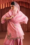 Akara_Blush Chanderi Silk Embroidery V-neck Pink Kurta Set _at_Aza_Fashions