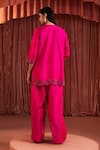 Shop_Akara_Pink Silk Embroidery Round Neck Hot Kurta Set _at_Aza_Fashions