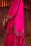 Shop_Akara_Pink Silk Embroidery Round Neck Hot Kurta Set _Online_at_Aza_Fashions