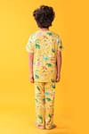 Shop_Anthrilo_Yellow Cotton Dinosaur Print T-shirt And Pyjama Set _at_Aza_Fashions