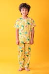 Buy_Anthrilo_Yellow Cotton Dinosaur Print T-shirt And Pyjama Set _at_Aza_Fashions