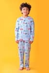 Buy_Anthrilo_Blue Cotton Designer T-shirt And Pyjama Set _at_Aza_Fashions