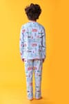 Shop_Anthrilo_Blue Cotton Designer T-shirt And Pyjama Set _at_Aza_Fashions