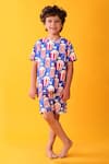 Anthrilo_Blue Cotton Popcorn Print T-shirt And Shorts Set _Online_at_Aza_Fashions