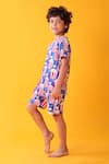 Anthrilo_Blue Cotton Popcorn Print T-shirt And Shorts Set _at_Aza_Fashions