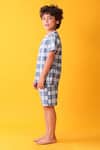 Buy_Anthrilo_Blue Cotton Checkered T-shirt And Shorts Set _Online_at_Aza_Fashions