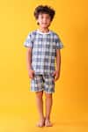 Buy_Anthrilo_Blue Cotton Checkered T-shirt And Shorts Set _at_Aza_Fashions