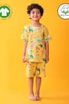 Buy_Anthrilo_Yellow Cotton Dinosaur Print T-shirt And Shorts Set 