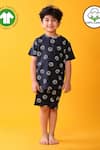 Anthrilo_Black Cotton Printed T-shirt And Shorts Set _at_Aza_Fashions