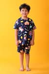 Buy_Anthrilo_Navy Cotton Graphic T-shirt And Shorts Set _at_Aza_Fashions