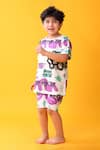 Shop_Anthrilo_White Cotton Graphic Print T-shirt And Shorts Set _Online_at_Aza_Fashions