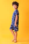 Shop_Anthrilo_Blue Cotton Space Print T-shirt And Shorts Set _at_Aza_Fashions
