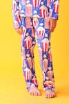 Buy_Anthrilo_Blue Cotton Popcorn Print T-shirt And Pyjama Set _Online_at_Aza_Fashions