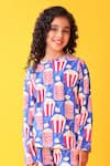 Anthrilo_Blue Cotton Popcorn Print T-shirt And Pyjama Set _at_Aza_Fashions
